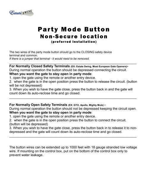 Estate Swing Party Mode Button (GC101).
